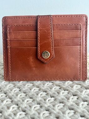 Lodis 1965 Cognac Leather Card Holder Slim Wallet ID Case Premium Leather